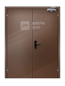 Коричневая противопожарная дверь EI-45 двупольная глухая ДП-673